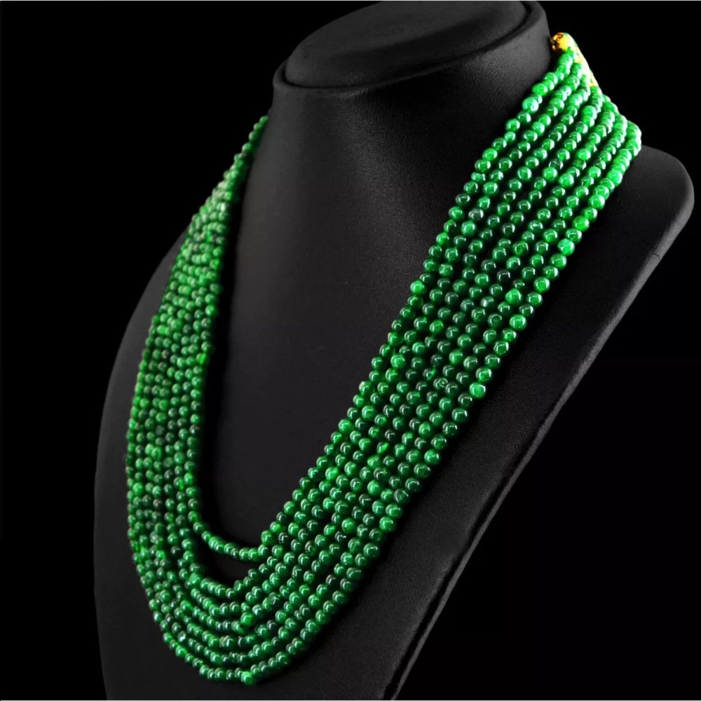 Genuine earth mined emeralds statement necklace